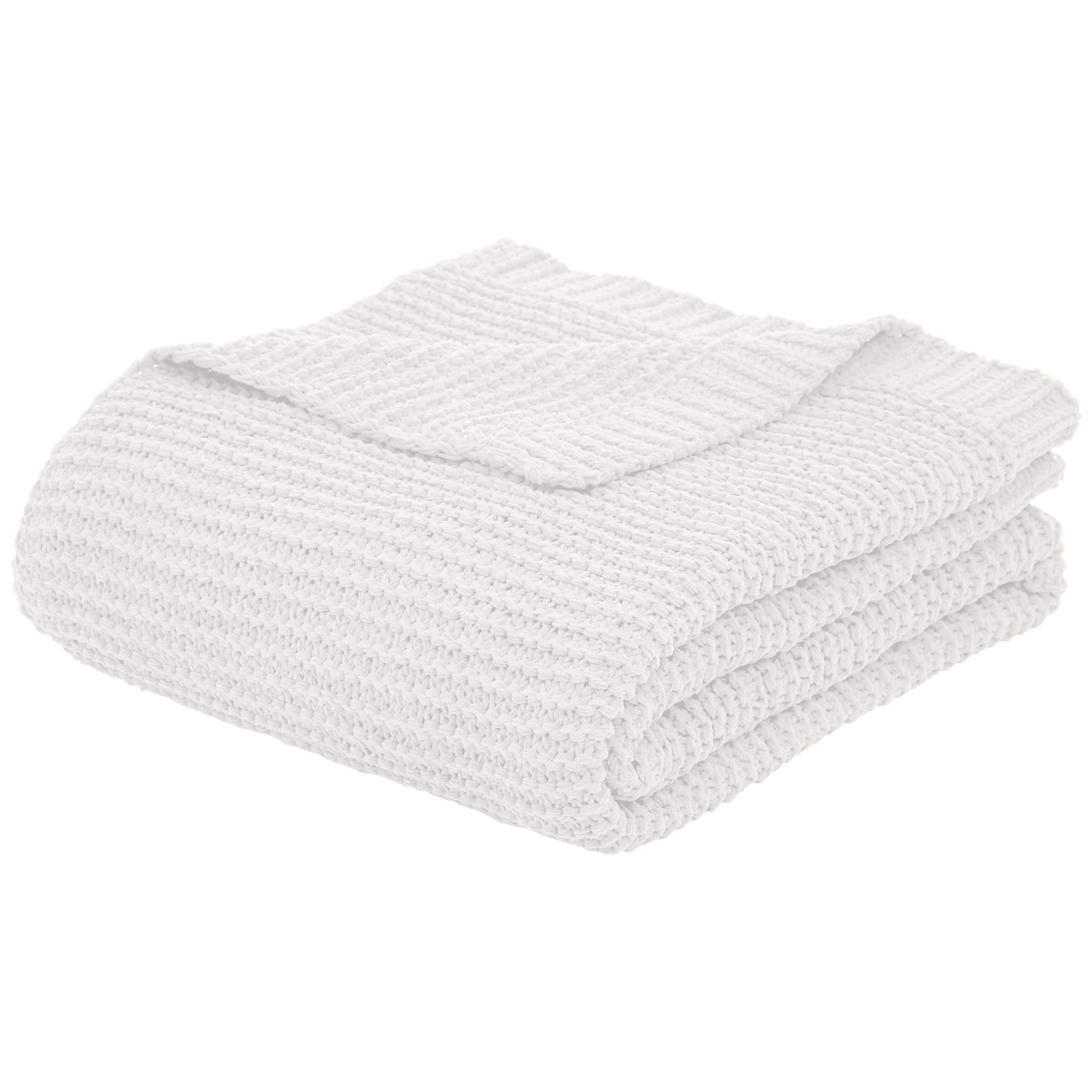 AmazonBasics 雪尼爾針織蓋毯 白色