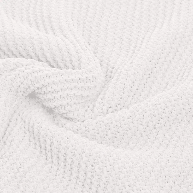 AmazonBasics 雪尼爾針織蓋毯 白色 實物圖 2