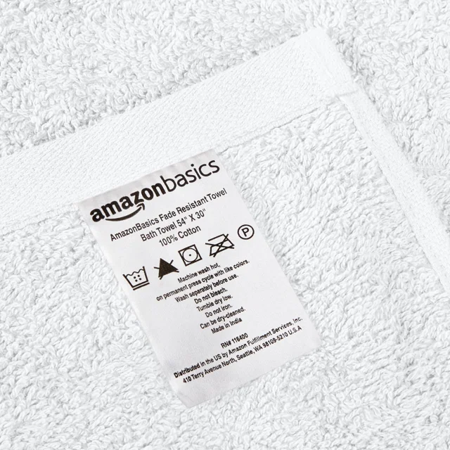 AmazonBasics 毛巾套裝 白色 六件裝 實物圖 4